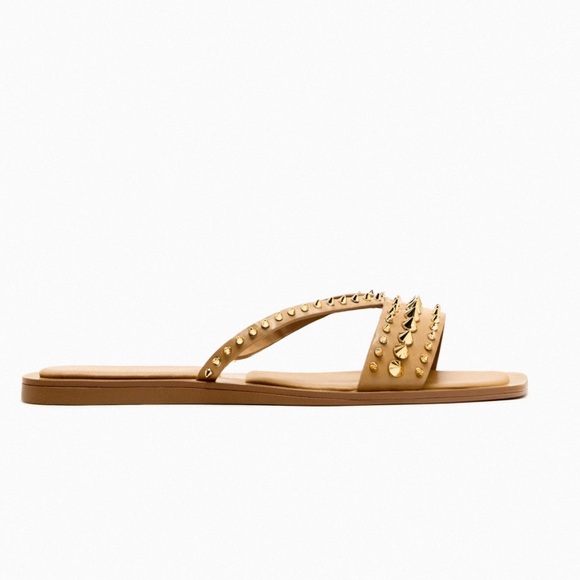 Zara NWT Studded Flat Sandals size 10 - Picture 4 of 6